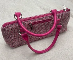 Wine pink clutch tweed design thumbnail 4