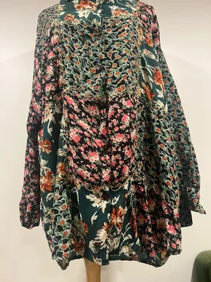 Vintage Women Floral Patchwork Blouse m Size L thumbnail 9