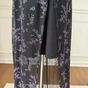 Vintage 90s Next Up Black Purple Glitter Flower Hi Lo Dress S thumbnail 5