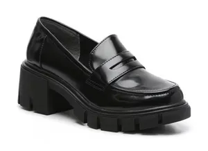 New Crown Vintage Size 6 Black Sage Chunky Patent 90s Slip On Penny Loafers thumbnail 1