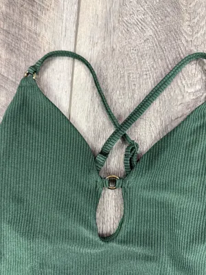 Aerie Olive Ribbed One Piece Swimsuit thumbnail 4