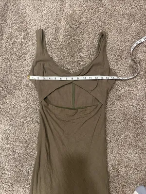 MABLE Cotton Open Front Twist Midi Dress In Olive Size Medium thumbnail 9
