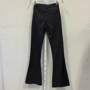 Edikted Coated High Rise Flare Jeans Waxed Denim Pants Size Medium Black Stretch thumbnail 2