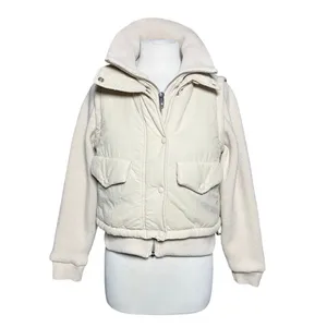 BLANK NYC Women’s Mixed Media Sweater Puffer Zip and Snap Front Jacket thumbnail 2