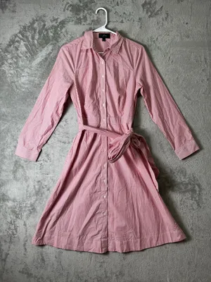 J.Crew Tie-Waist Shirtdress Red White Stripe Cotton Button Front Belted 8 New thumbnail 1