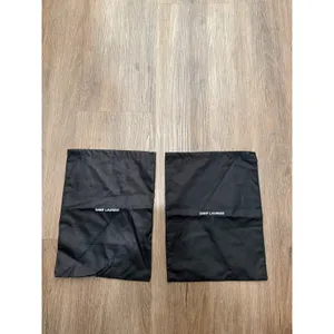 Saint Laurent Black Cotton Canvas Drawstring Dust Bags Set of 2 Logo Storage thumbnail 2