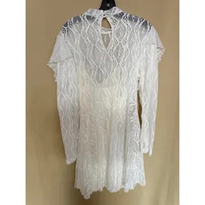 Free People Dress Womens Medium Ivory white‎ rock candy Lace Mock Neck Mini thumbnail 9