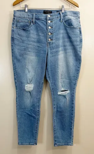Lucky Brand High Rise Skinny Bridgette Ripped Button-Fly Ankle Jeans Size 16/33A thumbnail 1