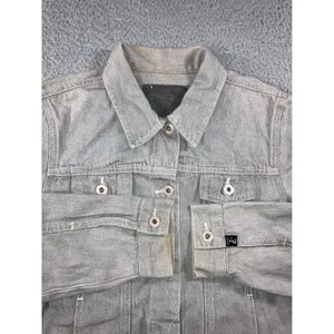 Vintage Guess USA Women M Gray Denim Trucker Jacket 90s American Tradition Flaw thumbnail 13