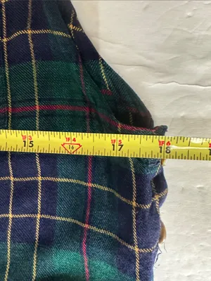 S.Roberts Green and Navy Plaid jumper Midi Dress drop pockets school girl vtg M thumbnail 11