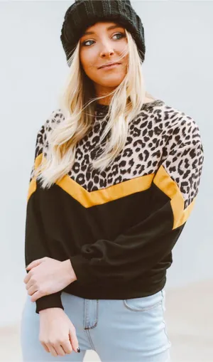 SheIn Color Block Leopard Panel Drop Shoulder Sweater 2XL thumbnail 1