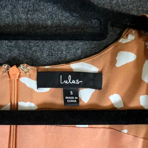 Lulus Terracotta Orange White Abstract Print Puff Sleeve Mini Dress Small thumbnail 3