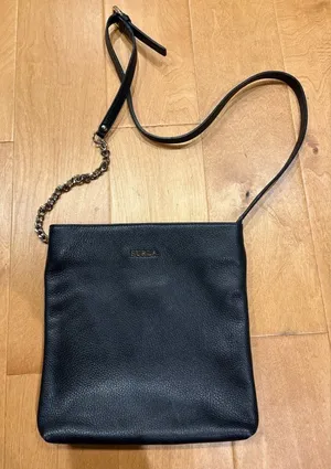 Furla small leather shoulder bag chain handle black crossbody thumbnail 1
