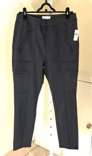 Anthropologie NWT Women's Gray Cropped Pull On Utility Pants Size M thumbnail 1