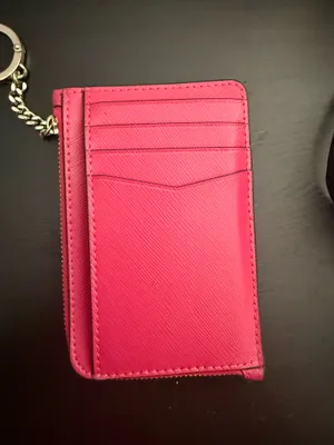 Kate spade pink leather cars holder with keychain thumbnail 2