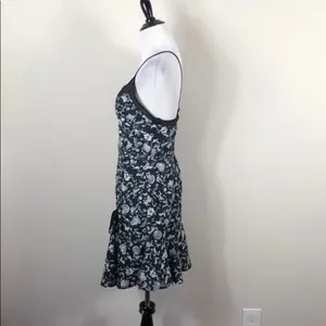 Adelyn Rae Black Floral Mesh Ruched Tie Fit & Flare Mini Dress Small thumbnail 3