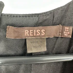 Reiss‎ Size 10 Dress Black Silk Sheath Beaded Geometric Short Sleeve Cocktail thumbnail 6