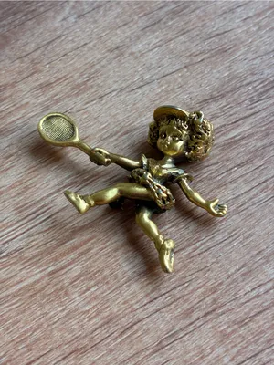 Tortolani Vintage Gold Tennis Brooch Pin thumbnail 6