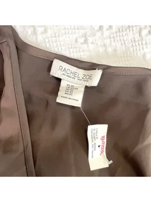 NWT Rachel Zoe Brown Sleeveless Maxi Dress with Pockets Empire Waist XS Satin thumbnail 4