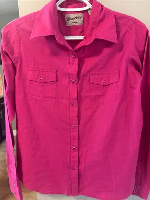 Wrangler Women'S Solid Long Sleeve Rhinestone Snap Western Shirt M thumbnail 5