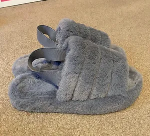 SheIn Gray Sling Back Fuzzy Slipper Shoe From thumbnail 1