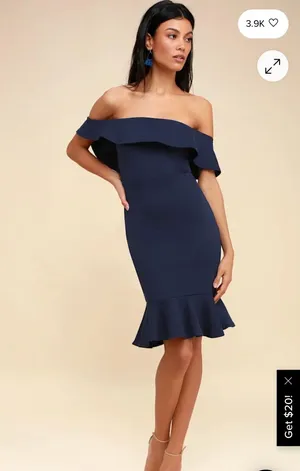 Lulus Confidence Boost Navy Blue Off The Shoulder Bodycon Dress thumbnail 1