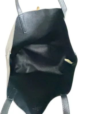 KATE SPADE Pewter Silver Black Reversible Leather Shoulder Tote Bag thumbnail 7