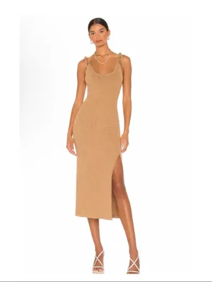 NWT Revolve x LPA Salmah Dress in Camel Tan *Shawl has a Flaw thumbnail 9
