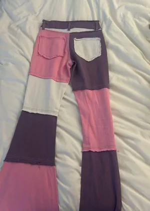 pink and purple bell bottom jeans thumbnail 2