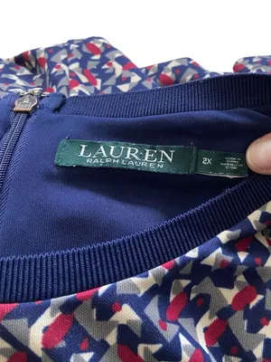 Lauren Ralph Lauren Midi Dress Blue Size 2X Preppy Party Career Vacation Plus thumbnail 3