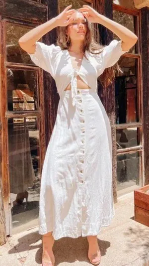 FREE PEOPLE String of Hearts Cutout Maxi Dress in White Size X-Small thumbnail 5