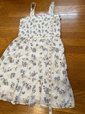 Hollister White Mini Dress with Blue Floral Print size M thumbnail 9