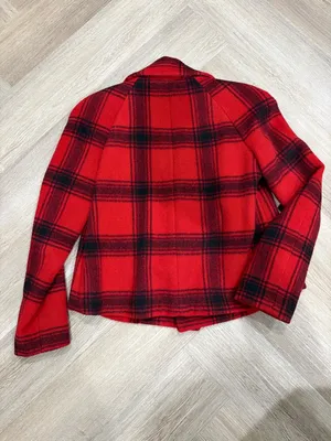 Talbots Red Black Plaid Wool Double Breasted Peacoat Size 2 thumbnail 8