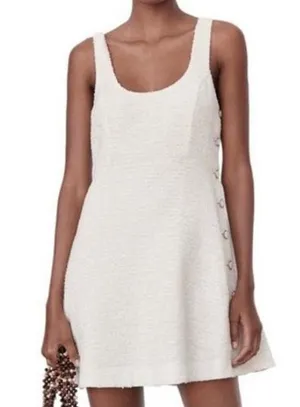 Zara Cream Sleeveless Textured Mini Dress thumbnail 1