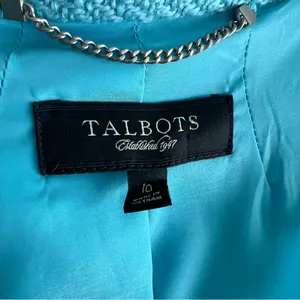 Talbots Long Sleeve Teal Textured Wool Blazer thumbnail 8