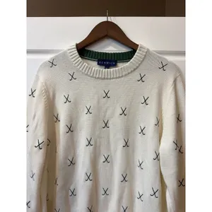 Renwick Ivory Allover Clubs Sweater Golf Embroidered XL New Preppy Country Club thumbnail 3