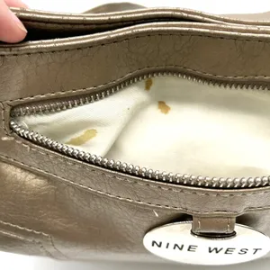 Nine West‎ Shoulder Bag Handbag Bronze Gold Metallic Faux Leather Glam Classic thumbnail 9