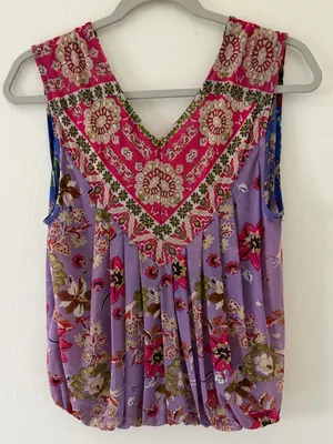 Free people Havana Whimsical Floral Print Sleeveless Surplice Tank Top size XS thumbnail 4