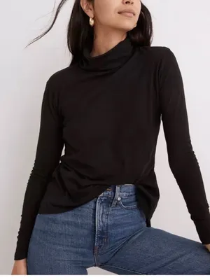Madewell Black Whisper Cotton Turtleneck thumbnail 1