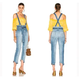 FRAME Womens Skyline Mix Denim Le Overalls‎ Suspender Raw Hem Jeans Size 25 thumbnail 3