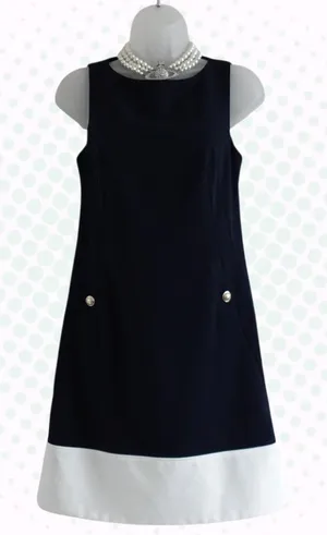 Tommy Hilfiger Navy Blue & White Classic Preppy A Line Shift Dress Size 2 thumbnail 1