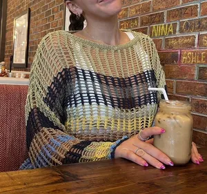 The Cutest Boho Crochet Top Green Size 8 thumbnail 1