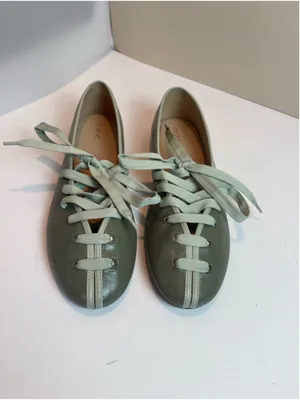 Maeve Genuine Leather Contrast Lace-Up Ballet Flats Sage green Sz 9 Balletcore thumbnail 7