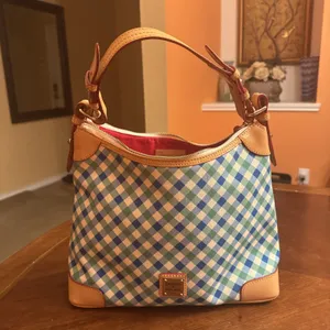 DOONEY & BOURKE Zip Satchel Green Plaid Medium Purse HandBag thumbnail 5