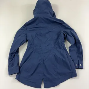 L.L. Bean Coat Womens Small Blue Nylon Hooded Anorak Zip Pockets Drawcord Waist thumbnail 8