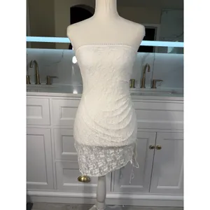 ace Tube Dress Womens Small White Ruched Strapless Bodycon Mini thumbnail 4