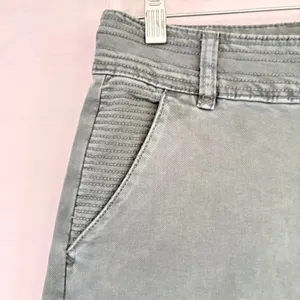 Olive Green‎ Wide Leg High Rise Pants with Stitch Detail Utility Trousers thumbnail 7