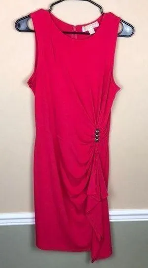 MICHAEL Michael Kors Women’s Stud Waist Drape Detail Hot Pink Sheath Dress thumbnail 1