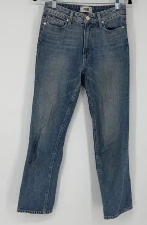 Paige Sarah Straight Jeans 24 High‎ Rise Blue Denim Made in USA thumbnail 1