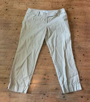 Ann Taylor Loft tan flat front business casual 4 Marissa slacks thumbnail 1